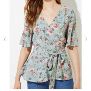 Loft Floral Wrap Top XS (fits big)